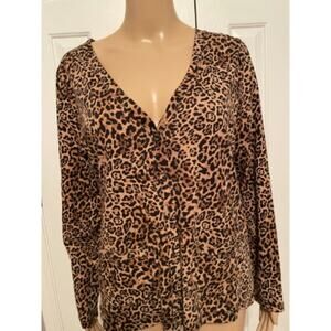 Chaps Classic Animal Print Cardigan, Size XL